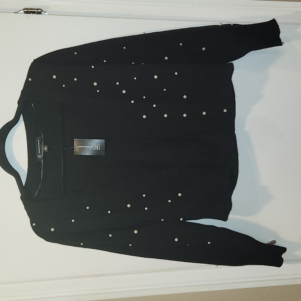 INC Black Embellished Cardigan M NWT